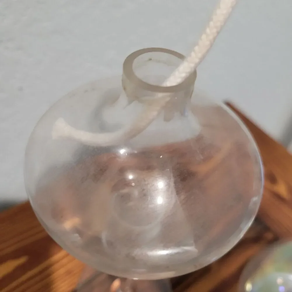Lot of 5 Vintage - Hand Blown Glass & Assorted Oil Lamps Clear Ambient Romantic